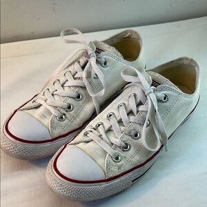 Converse White Canvas Sneakers with Red Trim